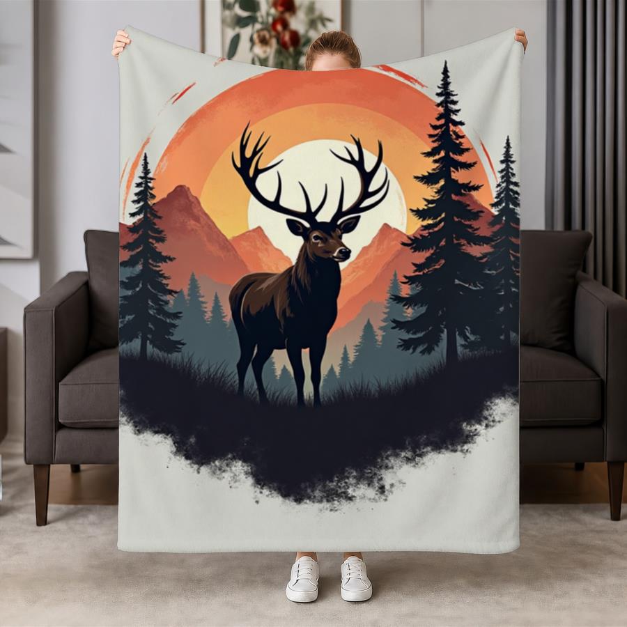 Family Tree Print - Coperta in Flanella Vintage con Motivo